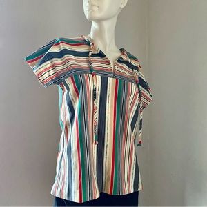 Vintage Striped Top Short Sleeves XS/S